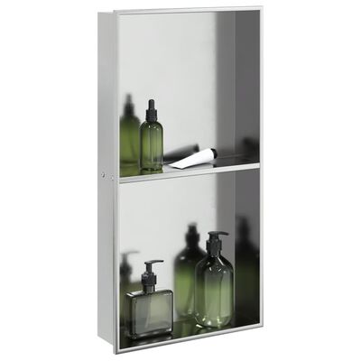 vidaXL Nicchia per Doccia Argento Spazzolato 32x62x9cm in Acciaio Inox