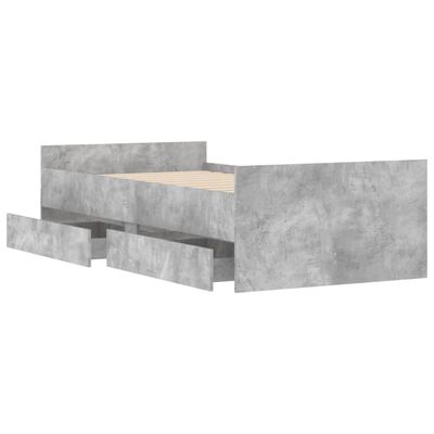 vidaXL Giroletto con Cassetti Grigio Cemento 75x190 cm Small Single