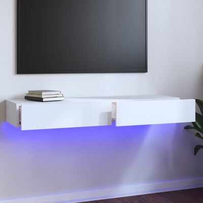 vidaXL Mobile Porta TV con Luci LED Bianco 120x35x15,5 cm