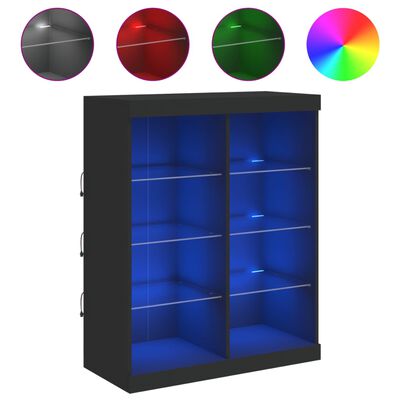 vidaXL Credenza con Luci LED Nera 81x37x100 cm