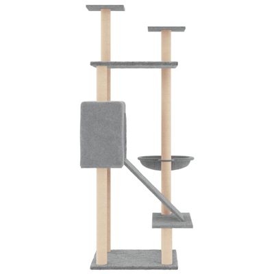 vidaXL Albero per Gatti con Tiragraffi in Sisal Grigio Chiaro 153 cm