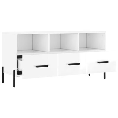 vidaXL Mobile Porta TV Bianco Lucido 102x36x50 cm in Legno Multistrato