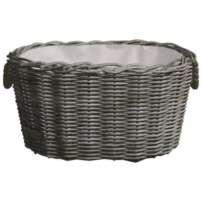 vidaXL Cesta per Legna con Maniglie 59x42x28 cm Salice Grigia