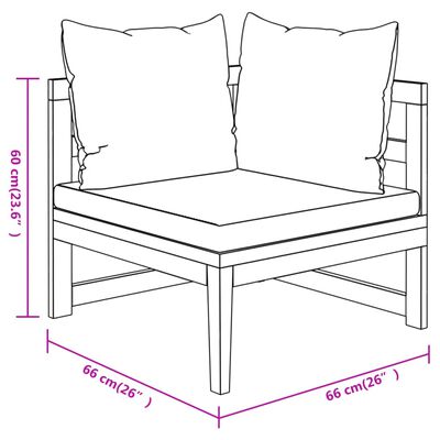 vidaXL Set Divani Giardino 3 pz Cuscini Bianco Crema in Legno d'Acacia