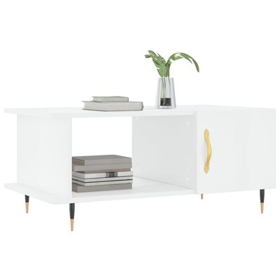 vidaXL Tavolino da Salotto Bianco Lucido 90x50x40 cm Legno Multistrato