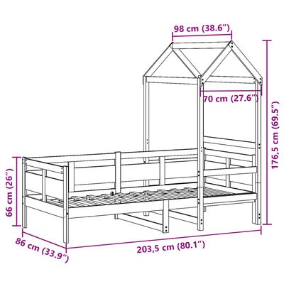 vidaXL Dormeuse con Tetto 80x200 cm in Legno Massello di Pino