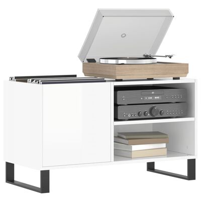 vidaXL Mobile Porta Dischi Bianco Lucido 85x38x48 cm Legno Multistrato