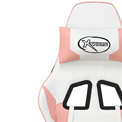 vidaXL Sedia da Gaming con Poggiapiedi Bianco e Rosa in Similpelle