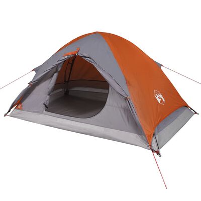 vidaXL Tenda da Campeggio a Cupola 2 Persone Grigio e Arancione