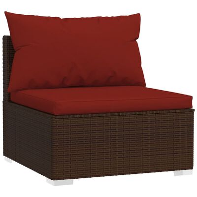 vidaXL Set Divani da Giardino 8 pz con Cuscini in Polyrattan Marrone