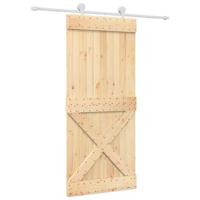 vidaXL Porta Scorrevole con Set Hardware 90x210 cm Legno Massello Pino