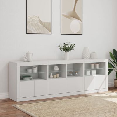 vidaXL Credenza con Luci LED Bianca 202x37x67 cm