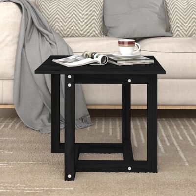 vidaXL Tavolino da Salotto Nero 50x50x45 cm Legno Massello di Pino