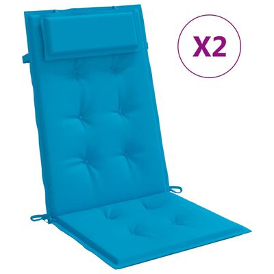 vidaXL Cuscini Sedia con Schienale Alto 2 pz Blu Chiaro Tessuto Oxford