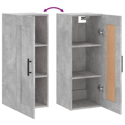 vidaXL Mobile a Parete Grigio Cemento 34,5x34x90 cm Legno Multistrato