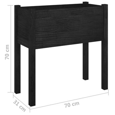 vidaXL Fioriera da Giardino Nera 70x31x70 cm in Legno Massello di Pino