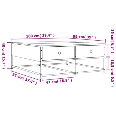 vidaXL Tavolino da Salotto Rovere Sonoma 100x99x40cm Legno Multistrato