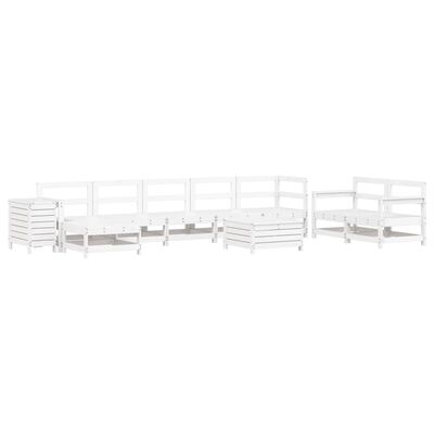 vidaXL Set Divani da Giardino 10 pz Bianco in Legno Massello di Pino