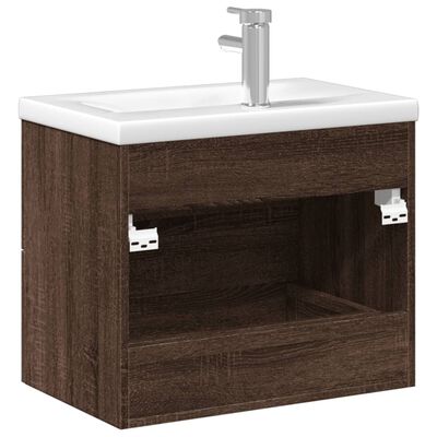 vidaXL Mobile da Bagno con Lavabo Integrato Rovere Marrone