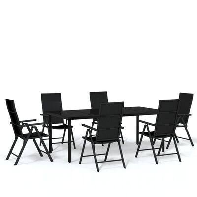 vidaXL Set Mobili da Pranzo per Giardino 7 pz Nero