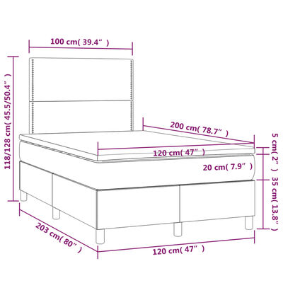 vidaXL Letto a Molle con Materasso e LED Blu Scuro 120x200cm