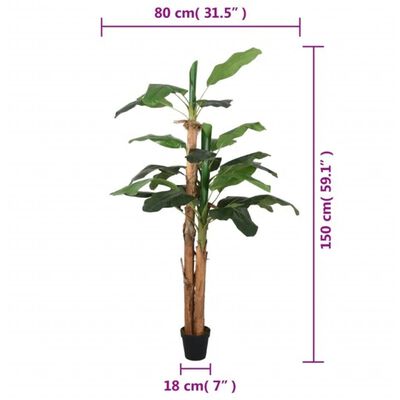 vidaXL Albero di Banano Artificiale 18 Foglie 150 cm Verde