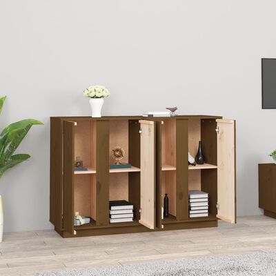 vidaXL Credenza ambra 120x35x80 cm in Legno Massello di Pino