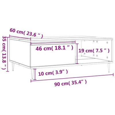 vidaXL Tavolino da Salotto Grigio Sonoma 90x60x35 cm Legno Multistrato