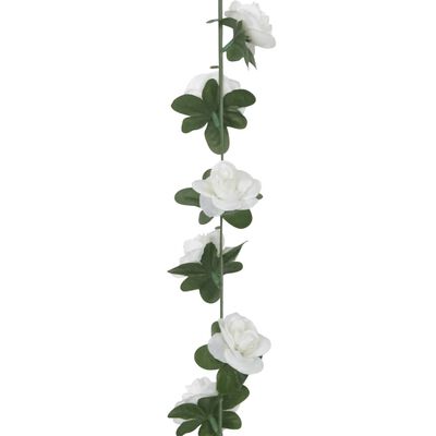 vidaXL Ghirlande Fiori Artificiali Natale 6 pz Bianco 240 cm