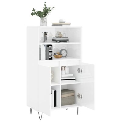 vidaXL Credenza Bianco Lucido 60x36x110 cm in Legno Multistrato