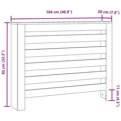 vidaXL Copertura Termosifone Grigio Cemento 104x20x82cm in Multistrato