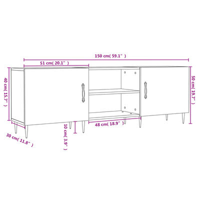 vidaXL Mobile Porta TV Rovere Sonoma 150x30x50 cm in Legno Multistrato