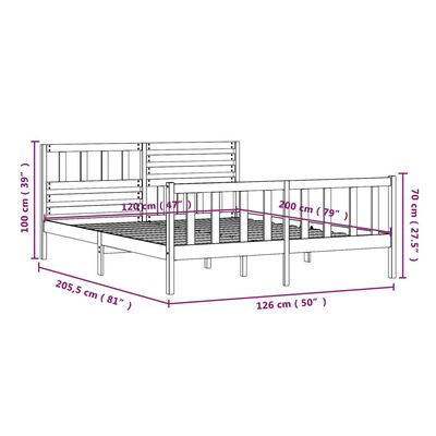 vidaXL Giroletto Nero in Legno Massello 120x200 cm