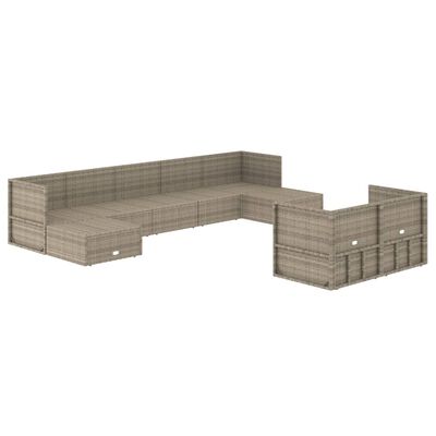 vidaXL Set Divani da Giardino 9 pz con Cuscini in Polyrattan Grigio