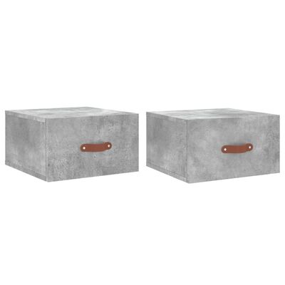 vidaXL Comodini a Muro 2 pz Grigio Cemento 35x35x20 cm