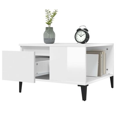 vidaXL Tavolino Salotto Bianco Lucido 55x55x36,5 cm Legno Multistrato