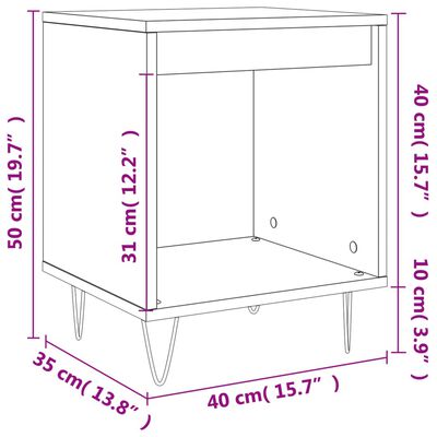 vidaXL Comodino Bianco Lucido 40x35x50 cm in Legno Multistrato