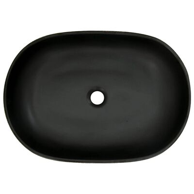 vidaXL Lavabo da Appoggio Grigio e Nero Ovale 59x40x14 cm Ceramica