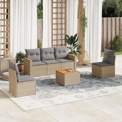 vidaXL Set Divano da Giardino 6 pz con Cuscini Beige in Polyrattan