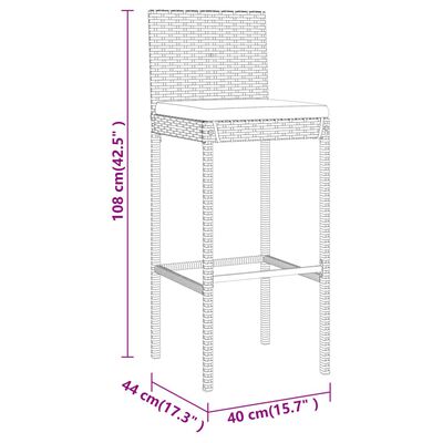 vidaXL Set Bar da Giardino 7 pz con Cuscini in Polyrattan Nero