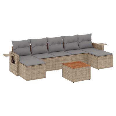 vidaXL Set Divano da Giardino 8 pz con Cuscini Beige in Polyrattan