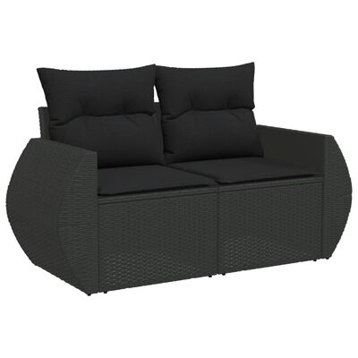 vidaXL Set Divani da Giardino 11 pz con Cuscini in Polyrattan Nero