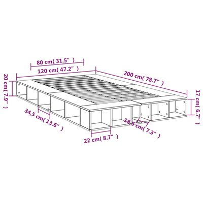 vidaXL Giroletto Rovere Fumo 120x200 cm in Legno Multistrato