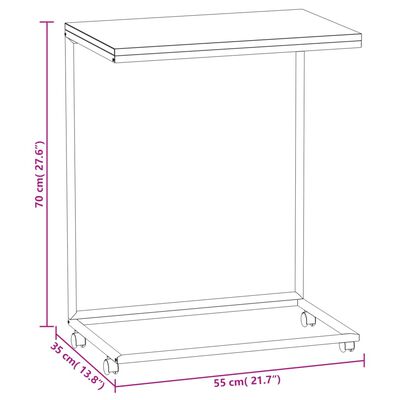 vidaXL Tavolino con Ruote Bianco 55x35x70 cm in Legno Multistrato