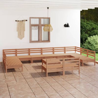 vidaXL Set Salotto da Giardino 13 pz in Legno Massello di Pino ambra