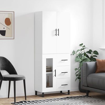 vidaXL Credenza Bianca 69,5x34x180 cm in Legno Multistrato