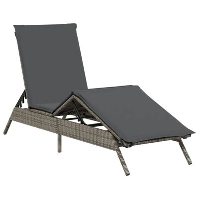 vidaXL Lettini Prendisole 2 pz con Cuscini Grigio in Polyrattan