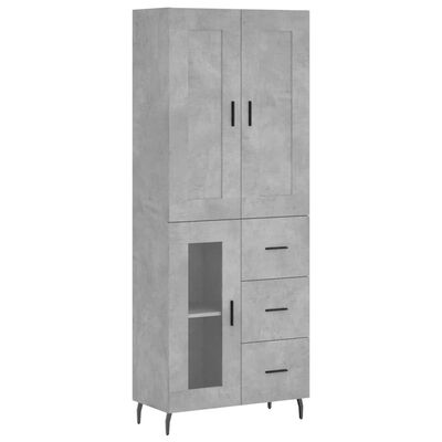 vidaXL Credenza Grigio Cemento 69,5x34x180 cm in Legno Multistrato