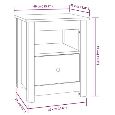 vidaXL Comodino Nero 40x35x49 cm in Legno Massello di Pino