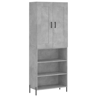 vidaXL Credenza Grigio Cemento 69,5x34x180 cm in Legno Multistrato